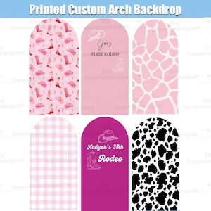Rodeo cumpleaños arco telón de fondo cubierta soporte occidental vaquera bebé niña 1er cumpleaños mujeres fiesta personalizada Chiara panel de pared arqueado fondo signo