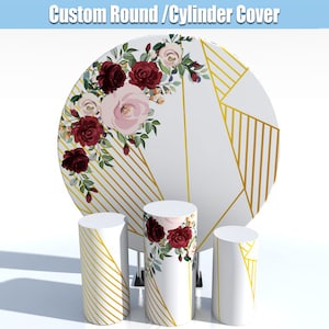 Birthday Round Backdrop,Round Cover,Cylinder Covers,Flower Round Circle,Round Arch,Custom Birthday Party Shower Bridal Shower Wedding