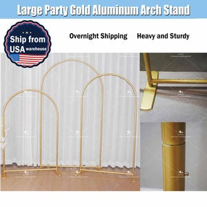 Gold Arch Backdrop Stand Frame Metal Balloon Garland Wedding Sturdy Aluminum Background Baby Shower Birthday Chiara Wall Panels Arched 7.2ft