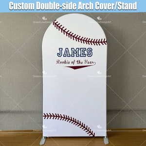 Baseball Arch Backdrop Cover Stand Frame Custom Rookie of the Year Birthday Baby Boy Birthday Arched Balloons Arch Party Panels Photo