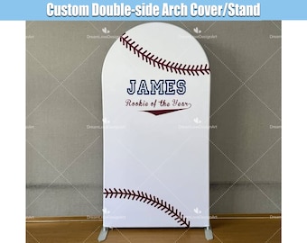 Cadre de couverture de toile de fond en arc de baseball personnalisé Recrue de l'année anniversaire de bébé garçon ballons arqués en arc de cercle Panneaux de fête Photo