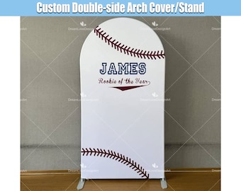 Baseball Arch Backdrop Cover Stand Frame Custom Rookie of the Year Birthday Baby Boy Birthday Arched Balloons Arch Party Panels Photo G175