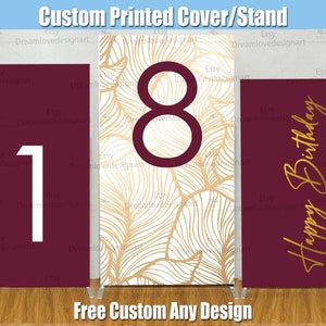 Custom Women Birthday Party Rectangle Backdrop Cover 18th 30th 50th 60th Burgundy Girl Stand Rectangular Square Background Photo Booth Board