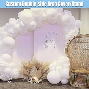 Kobieta w ciąży sylwetka łuk tło okładka stojak baby shower niestandardowy oh baby girlanda białe panele ścienne chiara chłopiec dziewczyna ujawnienie płci zdjęcie