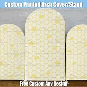 Sweet as can Bee Arch Backdrop Cover Honeybee Baby Shower Party Honeycomb Sunflowers Arched Stand Frame Custom Girl Photo Birthday G332