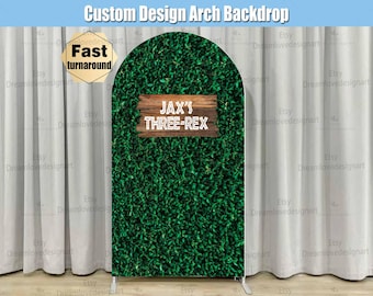 Three Rex Dinosaur Arch Backdrop Cover Stand Birthday Custom Baby Boy 3rd Birthday Party Two Rex Dino Wild Arched Chiara Wall Panels