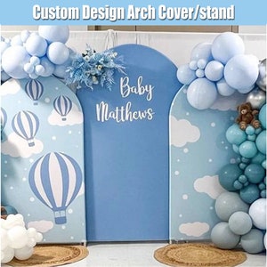 Hot Air Balloon Arch Backdrop Cover Stand Blue Baby Shower Bridal ...
