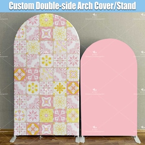Bridal Shower Arch Backdrop Cover Stand Custom Positano Bride Mediterranean Main Squeeze Pastel Pink Tiles Panels Party Girl Birthday Baby