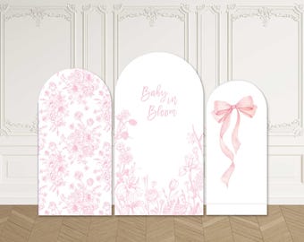 Baby in Bloom Arch Backdrop Cover Stand Pink Floral Girl Baby Shower Birthday Party