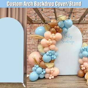 Blue Arch Backdrop Cover Stand Custom Light Blue Baby Shower Arched Balloons Arch Party Chiara Wall Panels Board Bridal Shower Birthday B007