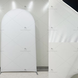 4x7ft 4x7.2ft Cubierta de fondo de arco blanco Custom Pure Plain Chiara Wall Baby Shower Fiesta arqueada Paneles de arco curvo Ducha nupcial Cumpleaños