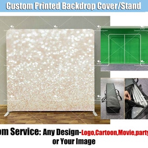 Gold Bokeh Square Photobooth Backdrop Custom Cover Stand Wall Party Background Birthday Bridal Shower Christmas Photo Booth Studio SQ03