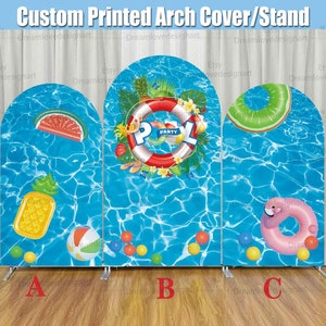 Summer Pool Party Arch Backdrop Cover Stand Frame Birthday Bridal Shower Aloha Beach Panels Chiara Wall Round Arched Sign Decorations G296