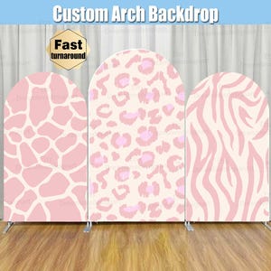 Pink Safari Arch Backdrop Cover Stand Leopard Giraffe Pattern Birthday Party Jungle Girl Baby Shower Wild One Garland Panel Chiara Wall