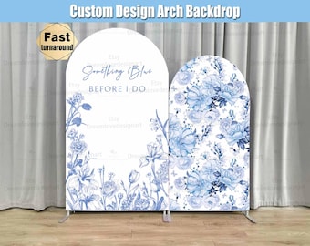 Bridal Shower Arch Backdrop Cover Stand Something Blue Before I Do Floral Flowers Girl Party Custom Toile Arched Bride Chiara Wall Panels
