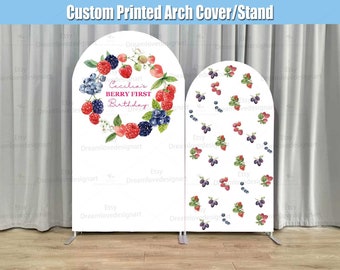 Berry 1st Birthday Arch Backdrop Cover Stand Strawberry Blueberry First Party Custom Baby Girl Shower