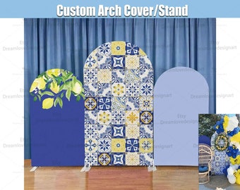 Mediterranean Lemon Arch Backdrop Stand Frame Cover Custom Positano Bride to Bridal Shower Main Squeeze Arched Party Birthday Amalfi Coast