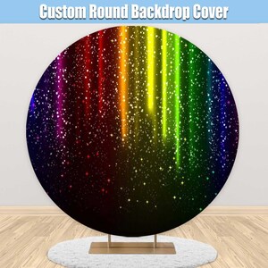 Colorful Round Backdrop Cover Rainbow Glow Party Circle Backdrop Circular Ring Backdrop Glow Birthday Arch Backdrop Girl Woman