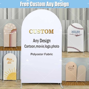 Custom Arch Backdrop Cover Metal Stand Frame Personalized Stretchy Chiara Wall Spandex Panels Baby Bridal Shower Birthday Party Round Photo