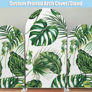 Tropical Leaves Arch Backdrop Stand Frame Double-sided Cover Custom Summer Party Balloons Arch Photo Birthday Baby Bridal Shower Wedding