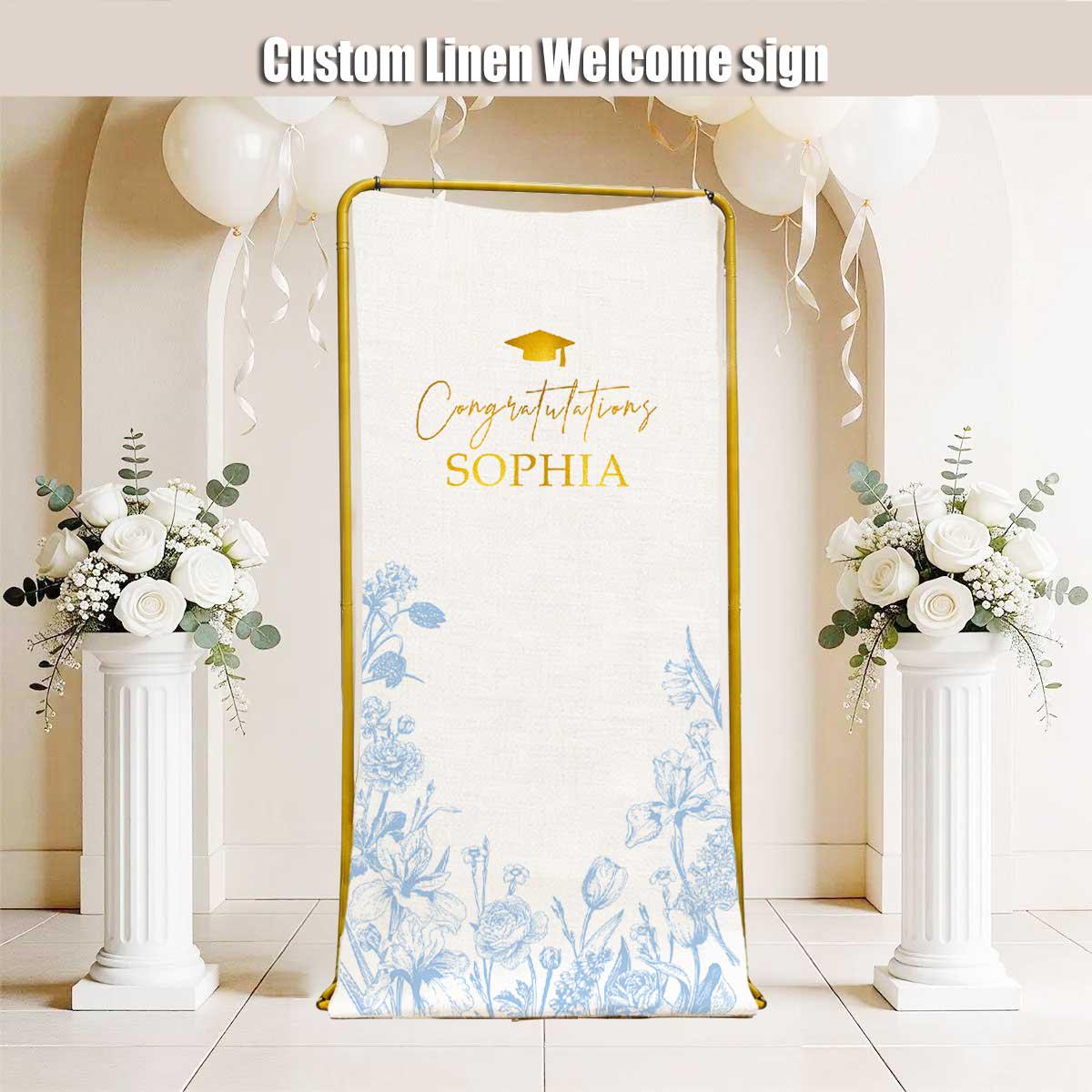Spring Graduation Linen 2026 Graduation Linen Welcome Sign Banner Class of 2026 Custom ...