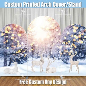 Winter Wonderland Arch Backdrop Cover Stand Custom Onderland Snow Deer Baby Shower Girl Boy 1st Birthday Party Chiara Wall Stretchy Arched