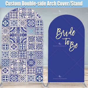 Sposa per essere Arco Sfondo Copertura Costiera Amalfitana Supporto per Bridal Shower Cornice Mediterraneo Positano Personalizzato Marocco Chiara Festa Ragazza Compleanno Blu