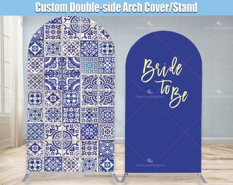 Bride to be Arch Backdrop Cover Amalfi Coast Bridal Shower Stand Frame Mediterranean Positano Custom Morocco Chiara Party Girl Birthday Blue