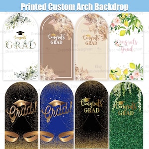 Graduation Arch Backdrop Class of 2025 Cover Stand Frame Black Gold Custom Graduate Congrats Grad Arch Background Sign Party Round G266