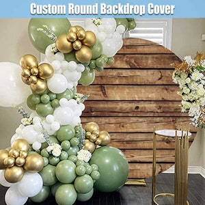 Wood Round Backdrop Cover Floor Texture Baby Shower Circle Backdrop Custom Arch Garland Party Overlay Girl Boy Birthday Circular Background