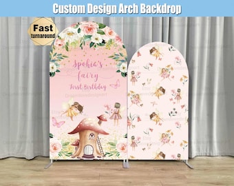 Fairy First Birthday Arch Backdrop Cover Stand Enchanted Garden Baby Party Arched Chiara