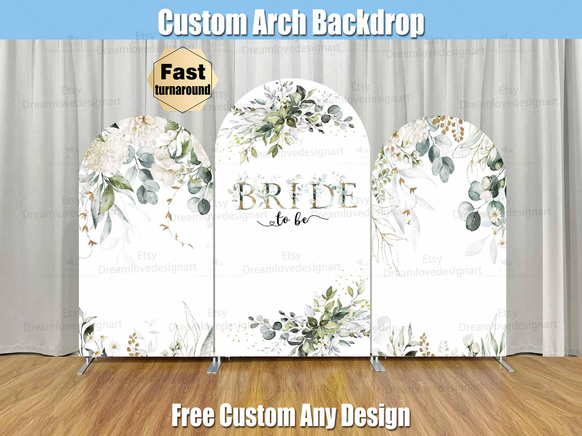 Bridal Shower Arch Backdrop Cover Stand Greenery Eucalyptus Leaves Bride to be Floral Girl Party Custom Green Arched Chiara Wall Panels