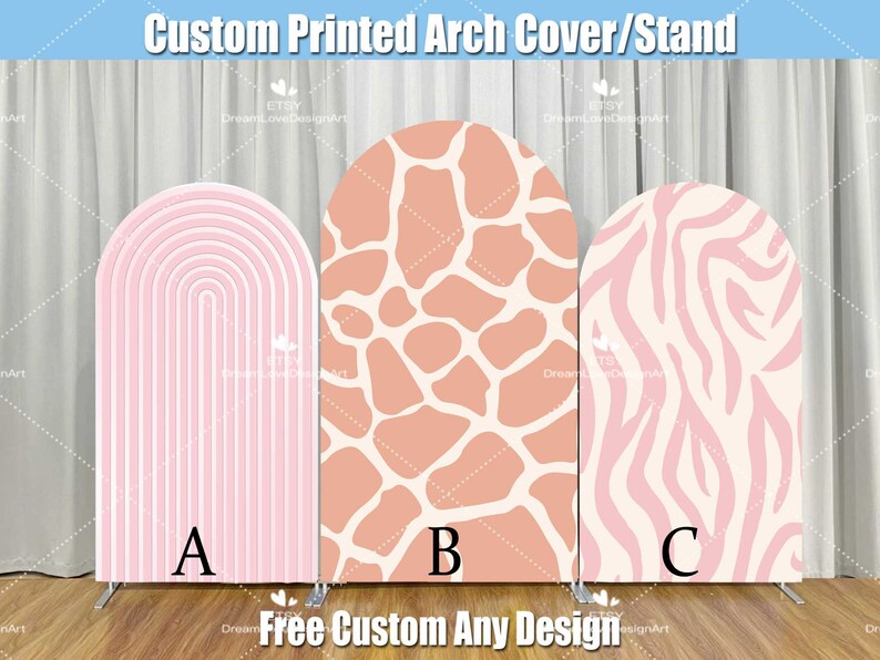 Zebra Arch Blush Pink Giraffe Pattern Arch Backdrop Cover Custom Animal Zebra Wild ...