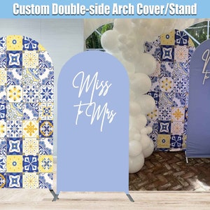 Bridal Shower Arch Backdrop Cover Stand Miss to Mrs Custom Positano Mediterranean Amalfi Coast Main Squeeze Panels Party Girl Birthday Sign