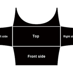 May include: Diagram of a box with labels for the top, front, left side, and right side.