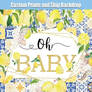 Mediterranean Lemon Baby Shower Backdrop Girl Oh Baby Positano Morocco Party Backdrop Lemon Photo Banner Amalfi Coast Background