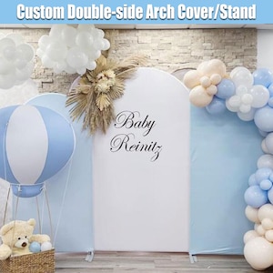 Blue White Arch Backdrop Cover Double-sided Stand Custom Baby Shower Balloons Arch Garland Chiara Wall Panels Bridal Shower Birthday Photo