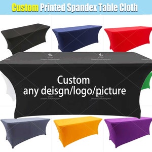 Custom Table Cloth Custom Printed Spandex Stretch Fitted Tablecloth Cover Personalized Business Trade Show
