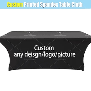 Tovaglia elasticizzata in spandex stampata personalizzata Tovaglia personalizzata da 4 piedi 6 piedi 8 piedi per eventi Paty Business Trade Show