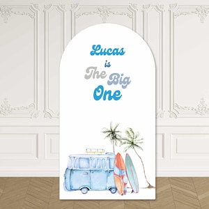 The Big One Surf Beach 1st Birthday Arch Backdrop Cover Summer Kids Baby Girl Boy First Wave Party Custom Arched Stand Wall Panels Sign