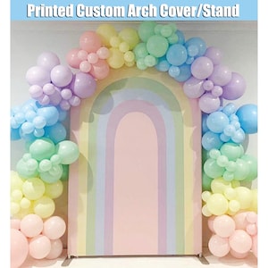 Rainbow Ripples Arch Backdrop Cover Arched Stand Frame Baby 1st 2nd Sweet Birthday Party Ripple Custom Chiara Wall Pastel Round Photo G365