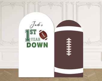 First Year Down Birthday Arch Backdrop Cover Football Party Baby Boy 1st Custom Sports