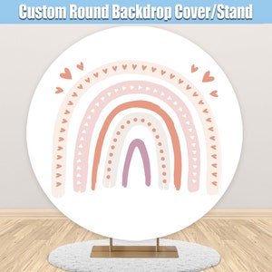 Boho Rainbow Round Backdrop Cover Bohemian Birthday Party Circle Photo Background Baby Shower Bridal Wedding Personalized Banner Supplies