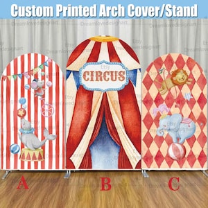 Carnival Circus Arch Backdrop Cover Stand Frame Red Retro Boy Baby Birthday Party Panels Chiara Wall Round Arched Sign Decorations G294