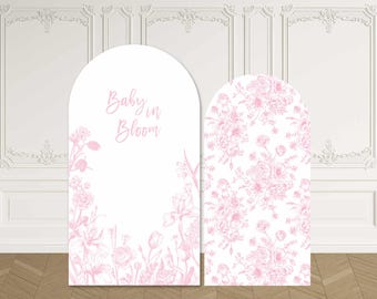 Baby in Bloom Arch Backdrop Cover Stand Pink Floral Baby Shower Birthday Party Wildflower