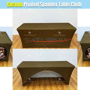 Custom Printed Spandex Table Cloth Stretch Fitted Cover Personalized 4ft 6ft 8 ft Tablecloth Vendor Events Party Business Trade Show Pop Up
