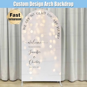 Welcome to Our Wedding Photo Backdrop Large Custom Arch Cover Fabric Stand Welcome Sign Party Custom Arched Wall Panels Wedding Photo booth