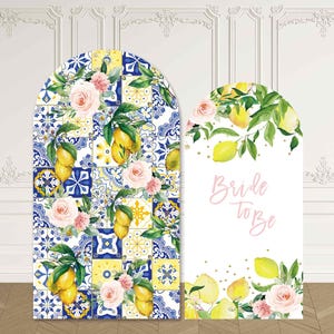 Amalfi Coast Arch Backdrop Cover Bridal Shower Mediterranean Floral Custom Positano Toile Bride to Lemon Main Squeeze Arched Party Birthday
