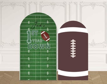 First Year Down Birthday Arch Backdrop Cover Football Party Baby Boy 1st Custom Sports Chiara J086