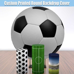 Round Backdrop Cover Custom Football Boy Birthday Party Circle Photo Background Sports Soccer Circular Cylinder Pedestal Cover
